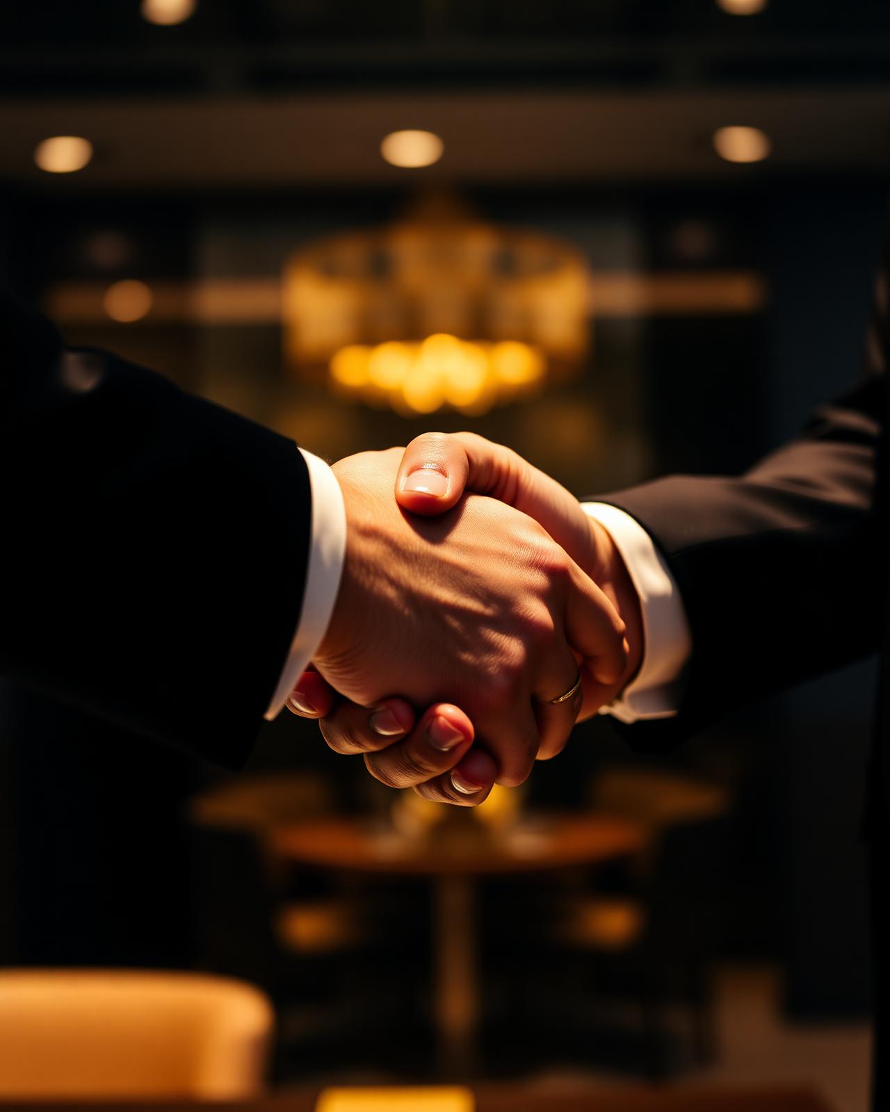 Handshake in a luxury office setting
