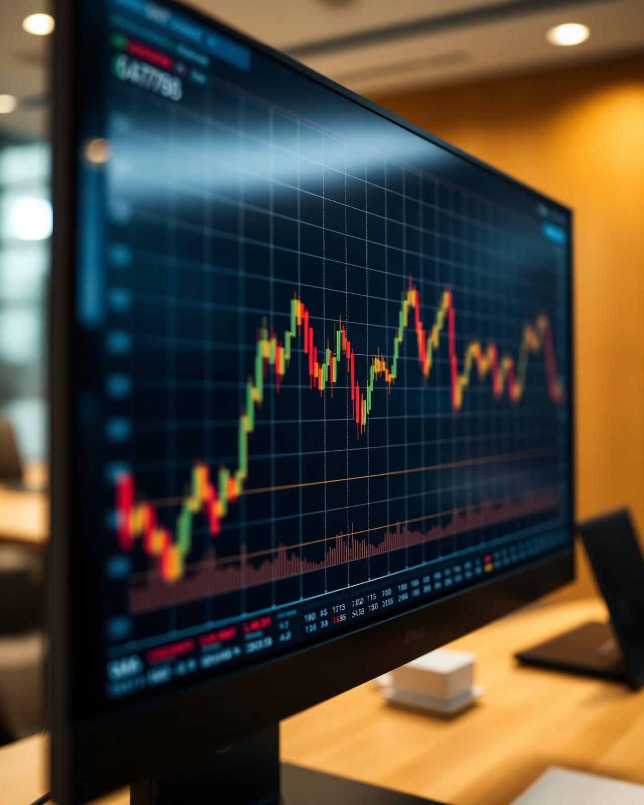 Financial market charts on a screen