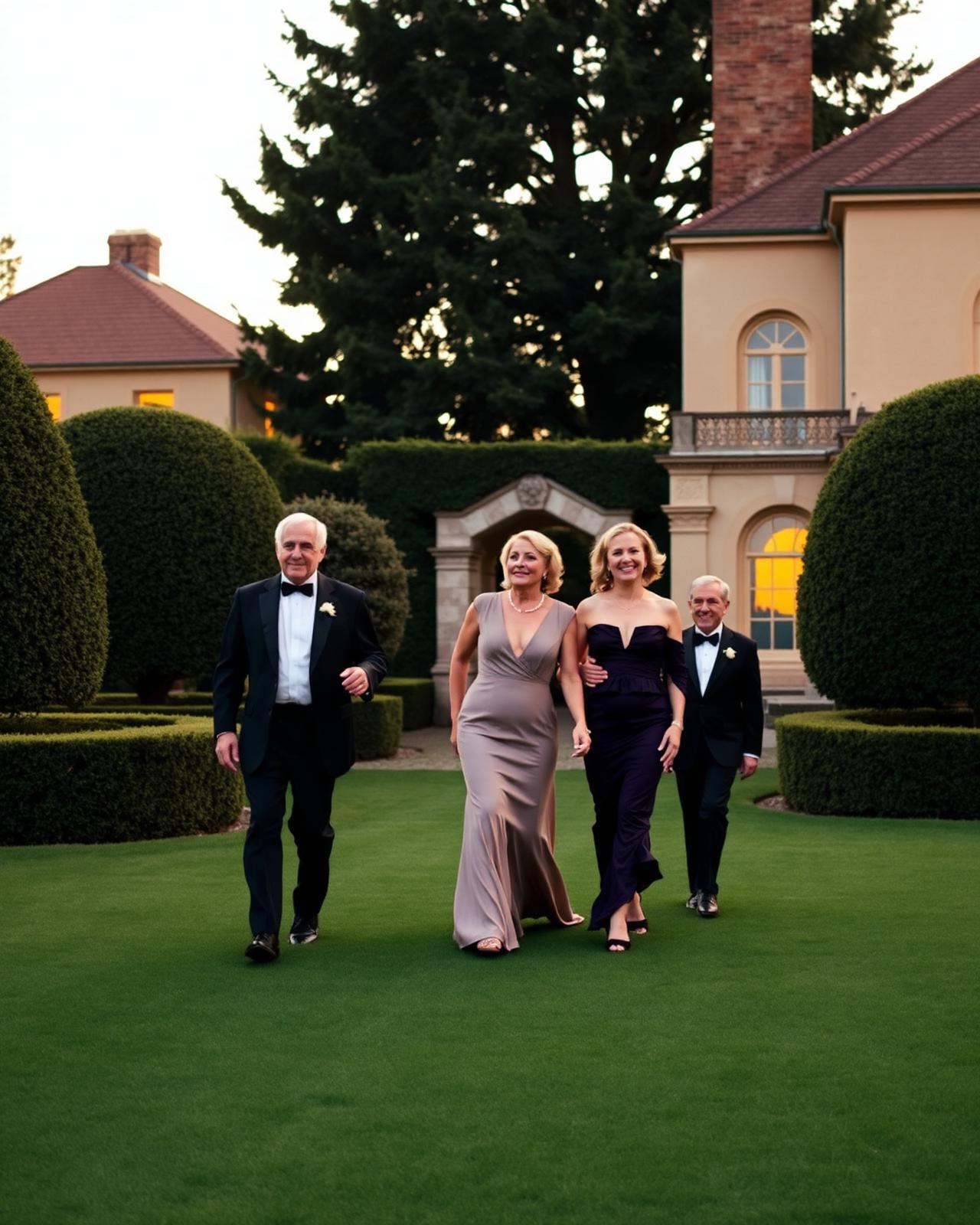 Multi-generational family at an elegant estate